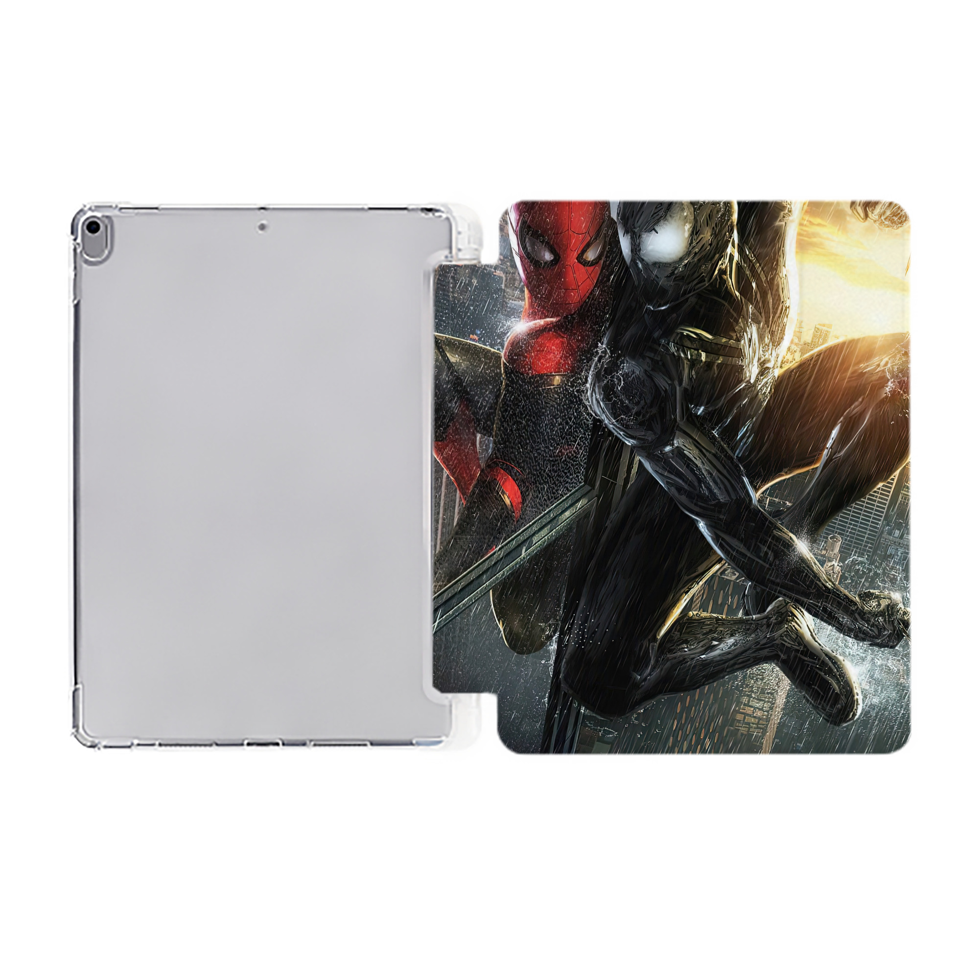 （画像用） Spider Man スパイダーマン IPad ケース ペン収納付き 三つ折りスタンド PUレザー×シリコン 対応機種9.5/10.5/10.9インチ